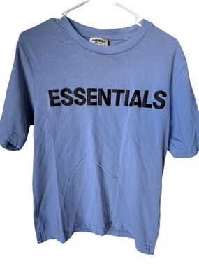 Essentials Fear Of God FOG  Short Sleeve Tee Light Blue Black Logo Men’s S MINTY